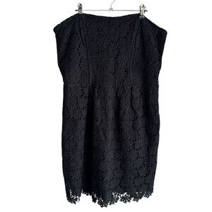 Temperance Eyelet Lace Strapless Mini Dress XL Black Floral Cocktail Party LBD